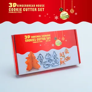 Stainless Steel Christmas Cookie Cutter Reindeer Sleigh Christmas Tree Gingerbread House Biscuit Mold For Holiday Baking