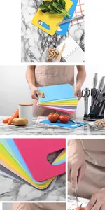 Juego de tablas de cortar de plástico PP antideslizantes de colores para cocina