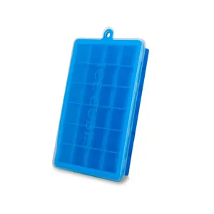 Stampo professionale per cubetti di ghiaccio in silicone blu a 15 griglie con coperchio