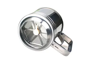 Professional stainless steel flour sifter cup with double-layer mesh for home baking