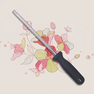 Chaira profesional de acero con mango negro ergonómico para afilar cuchillos cocina