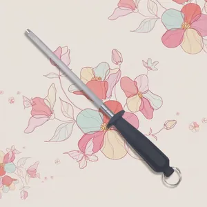 Professional Carbon Steel Honing Rod With Ergonomic Handle And Hanging Ring Manual Knife Sharpener For Kitchen Chef Knives