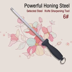 Fusil à Aiguiser Professionnel en Acier au Carbone Pour Affûtage Couteaux Cuisine Poignée Ergonomique Boucle de Suspension
