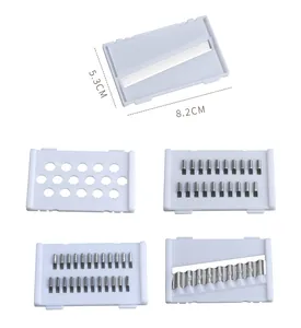 Set of five interchangeable stainless steel slicer blades with specified dimensions