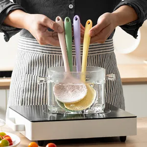 Lot de cuillères à soupe en silicone colorées résistantes à la chaleur pour cuisine