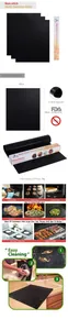 Detailed 40x50cm non-stick BBQ grill and oven mats with multi-functional usage scenes