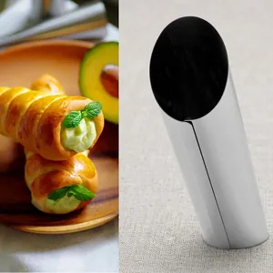 Stainless steel cream horn molds for DIY baking crispy pastries and cannoli tubes.