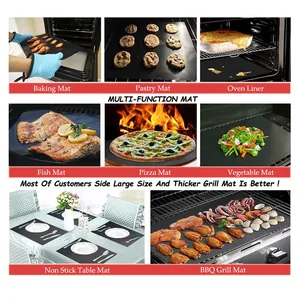Multi-functional non-stick BBQ grill mat and heat resistant oven liner for baking.