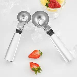 Durable 304 stainless steel ice cream scoop set of 2 featuring easy trigger release.