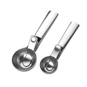 Durable 2-piece 304 stainless steel ice cream scoop set with easy trigger release