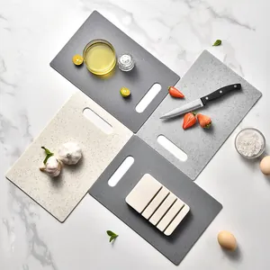 4-piece PP plastic kitchen cutting board set with granite texture and hanging holes