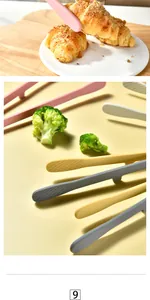 Integrated heat-resistant silicone food tongs shown in multiple colors and usage