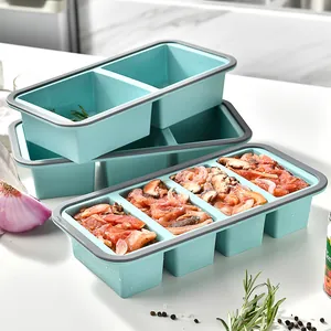 Silicone Compartment Food Storage Box With Transparent Lid Reusable Freezer Meal Prep Container Microwave Safe Lunch Box