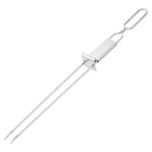 Tenedor de barbacoa semiautomático de acero inoxidable con doble punta