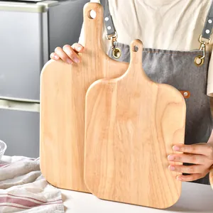 Premium beech wood cutting board with handle for pizza bread and fruit display