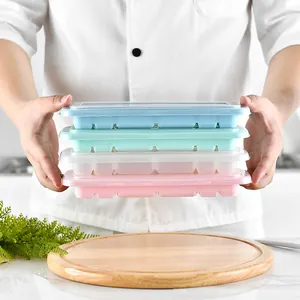 Vaschette per ghiaccio impilabili in silicone a 18 griglie con coperchi per ghiaccioli DIY