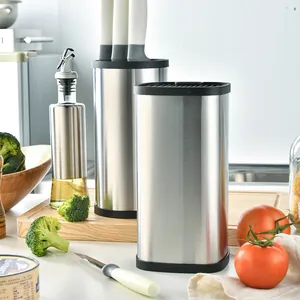 Portacuchillos de cocina de acero inoxidable y organizador de encimera en cocina