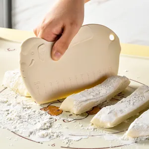 Elephant-shaped silicone dough scraper and cartoon cat kneading mat set for home baking