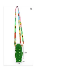 Detailed dimensions of the cute green cactus-shaped pop it fidget toy silicone crossbody bag