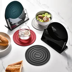 Set di Sottobicchieri in Silicone Moderno Resistente al Calore Con Supporto Tovaglietta Rotonda Antiscivolo per Pentola Ciotola Piatto