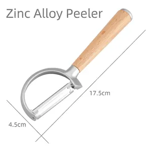 Zinc Alloy Fruit Peeler with Ergonomic Wooden Handle P-Type Vegetable Scraper for Potato Apple Kitchen Gadget Peeling Tool