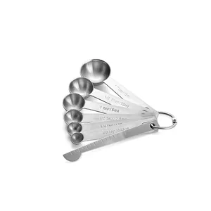 7-piece stainless steel measuring spoon set with leveling ruler for precise baking