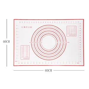 Non-stick large silicone baking mat 60x40cm featuring measurement scales and circles.