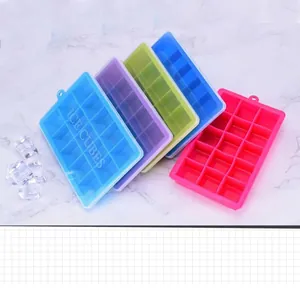 Set of 5 colors silicone ice cube trays with 15 compartments and lids for home bar DIY