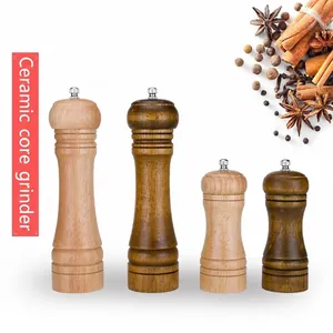 Manual Oak Wood Pepper Grinder With Ceramic Core Adjustable Coarseness Salt Mill Kitchen Spice Grinding Tool Retro Natural Wood