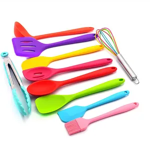 10-piece colorful silicone kitchenware set for non-stick cooking, multi-color tools