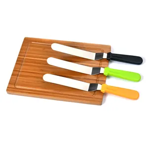 Set of 3 stainless steel offset spatulas for cake cream and baking