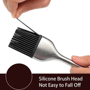 Silicone barbecue oil brush with durable stainless steel handle for DIY baking