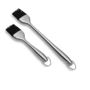 Set of two stainless steel silicone basting brushes for BBQ and pastry baking