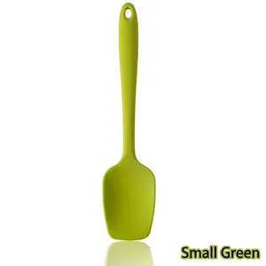 Green small integrated silicone spatula with square head for baking and cream scraping