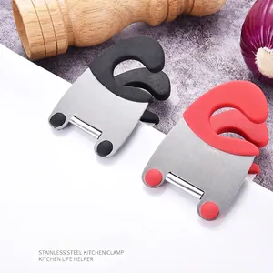 Stainless Steel Pot Side Clip With Heat Resistant Silicone Spatula Holder Anti-Scald Kitchen Spoon Rest Support Cooking Tools