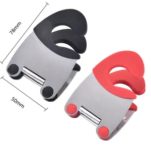 Topfseitenclip aus Edelstahl mit Silikongriff, 78 mm Größe, schwarze und rote Farben