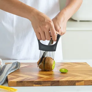 Soporte para cebollas de acero inoxidable 304 guía de corte para verduras