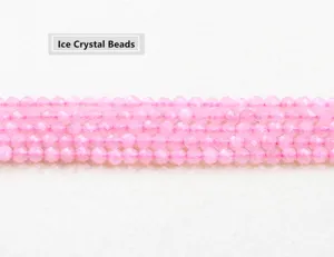Macro view showing the faceted details of ice translucent rose quartz beads for DIY jewelry