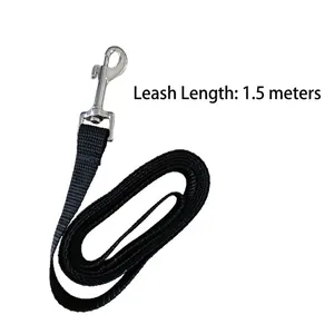 Stabile schwarze Hundeleine aus Nylon mit Metallkarabiner, 1,5 Meter Gesamtlänge