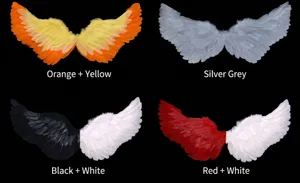 Vue détaillée de quatre styles d'ailes d'ange en plumes pour accessoires de cosplay
