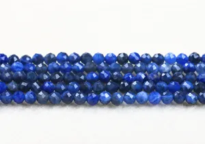 Macro view of high-quality faceted blue sodalite beads for DIY jewelry making craft
