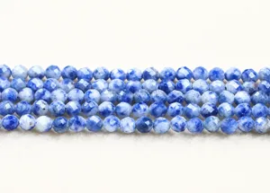Premium faceted blue spot stone round beads for DIY jewelry making accessories and earrings