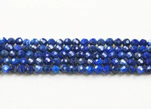 Close-up detail of faceted natural blue lapis lazuli beads for DIY jewelry making