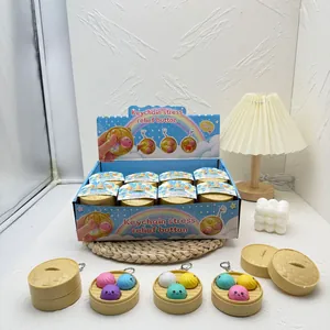 Colorful keychain stress relief button toys in steamer shape with fidget soft buttons