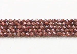 Detailed close-up showing faceted synthetic brown goldstone beads for DIY jewelry making