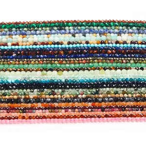 Perline Sfuse Rotonde Sfaccettate in Pietra Naturale per Accessori per la Creazione di Gioielli DIY Pietra Semilavorata