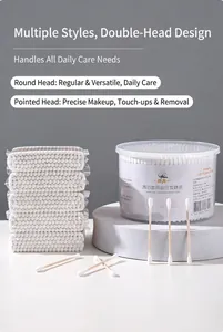 Bâtonnets de coton en bambou à double tête avec pointes rondes et pointues pour les soins.