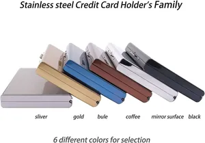 Multiple colors of slim stainless steel credit card holders for rfid protection