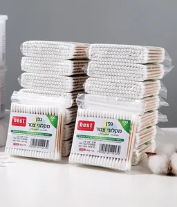 Lot de 100 cotons-tiges jetables à double embout avec bâtonnets en bois robustes