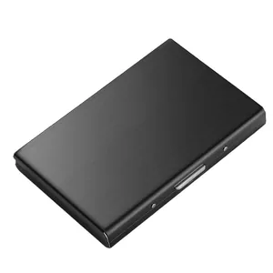 Black brushed stainless steel RFID blocking cardholder with slim metal design for men